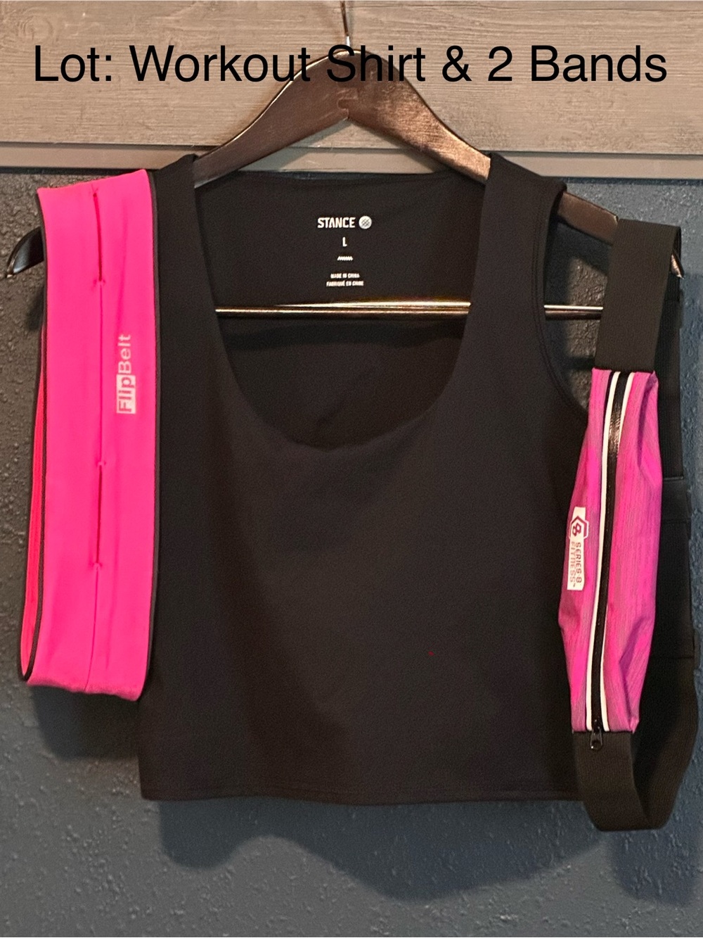 Stance Black Crop Tank with Hot Pink Resistance Bands